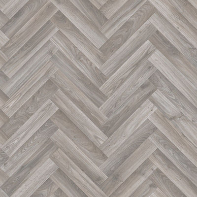  - Grey Wood Effect Anti-Slip Vinyl Flooring For LivingroomHallways2mm Textile Backing Vinyl Sheet -4M(13'1") X 4M(13'1")-16M²