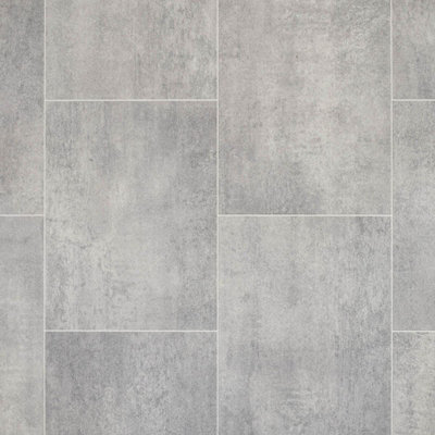  - Grey Modern Stone Effect Anti-Slip Vinyl Flooring For Bathroom& Kitchen2.0mm Thick Vinyl Sheet-2M(6'6") X 2M(6'6")-4M²