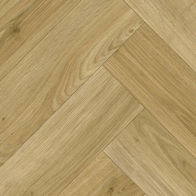 B&Q Light/Brown Herringbone Wood Effect Vinyl Flooring For Livingroom, Kitchen, 1.90Mm Vinyl Sheet-1M(3'3") X 2M(6'6")-2M²
