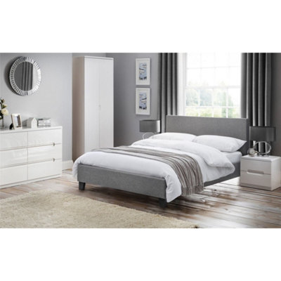 Ashfield Premium Light Grey Linen Fabric Style Bed FrameDouble 4'6" (135Cm) from B&Q