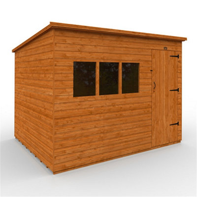 10Ft X 8Ft (2950mm X 2350mm) Horsforth Deluxe Shiplap Pent Shed With 3 Windows (12mm Tongue And Groove Floor And Roof)