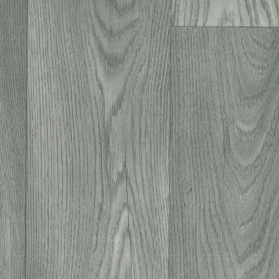  - Wood Effect Anti-Slip Grey Vinyl Flooring For LivingroomKitchen2mm Thick Cushion Backed Vinyl Sheet-1M(3'3") X 4M(13'1")-4M²