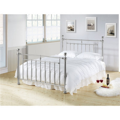 TL Beds Chrome Nickel Finish Classic Metal Bed FrameDouble 4Ft 6" from B&Q