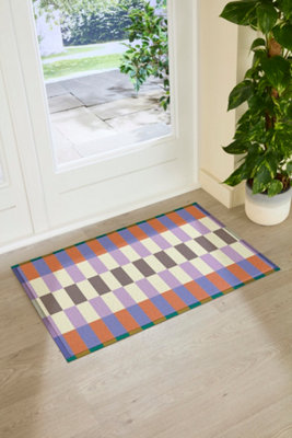 Artsy Doormats Elizabeth Olwen Blue Purple Check Indoor/outdoor Doormat (90X60Cm) from B&Q