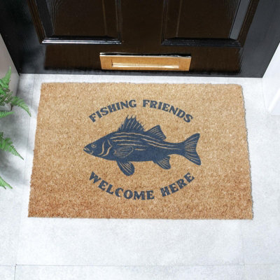 Artsy Doormats Fishing Friends Welcome Doormat (60 X 40Cm) from B&Q
