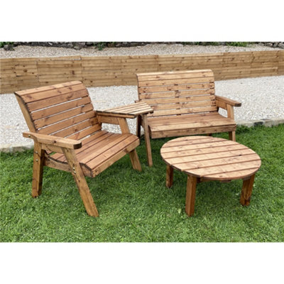 B&Q -  Wooden Grand Three Seater Angled Companion Set With Coffee Table