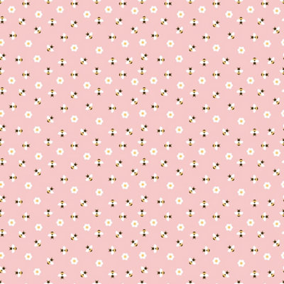 B&Q -  Eco-Friendly Pink Cute Bee Wallpaper
