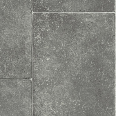  - Grey Modern Stone Effect Anti-Slip Vinyl Flooring For Bathroom& Kitchen2.0mm Thick Vinyl Sheet-3M(9'9") X 3M(9'9")-9M²