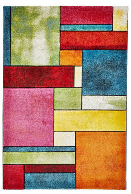 Geometric Multi RugStain-Resistant RugModern Multi Rug For BedroomLiving Room& Dining Room-160Cm X 220Cm from B&Q