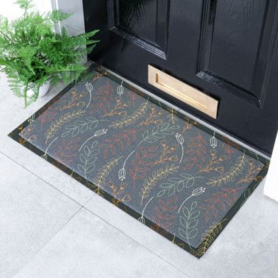 Artsy Doormats Scribbly Autumn Leaves Indoor Outdoor Doormat (70 X 40Cm) from B&Q
