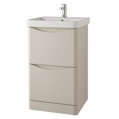Clifton Bathroom Floor Standing 2-Drawer Vanity Unit With Basin 500mm WideCashmere(Arch)Brassware Not Included from B&Q