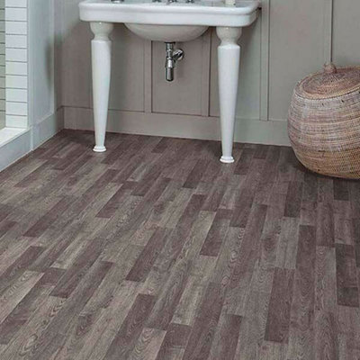 B&Q Modern Wood Effect Anti-Slip Vinyl Flooring For Home, Shops, Offices, 2.8Mm Thick Vinyl Sheet-1M(3'3") X 4M(13'1")-4M² Brown
