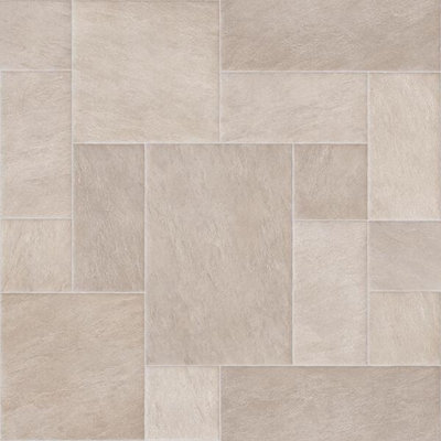 - Beige Stone Effect  Vinyl Flooring For KitchenBathroomLivingroom4.20mm Thick Vinyl Sheet-4M(13'1") X 3M(9'9")-12M²