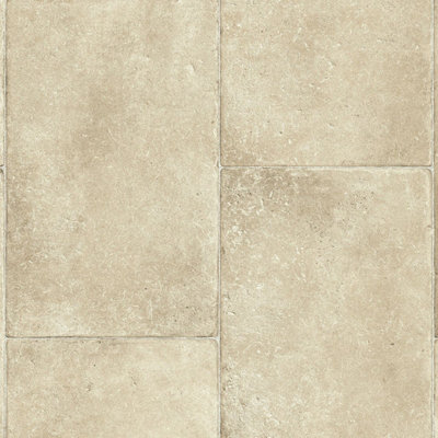 - Natural Tile Effect Anti-Slip Vinyl Flooring For LivingroomKitchen2mm Felt Backing Vinyl Sheet-3M(9'9") X 3M(9'9")-9M²