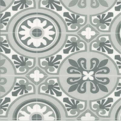 B&Q Designer Vinyl Flooring For Livingroom, Kitchen, 2.7Mm Thick Cushion Backed Vinyl Sheet-1M(3'3") X 2M(6'6")-2M² Grey/White