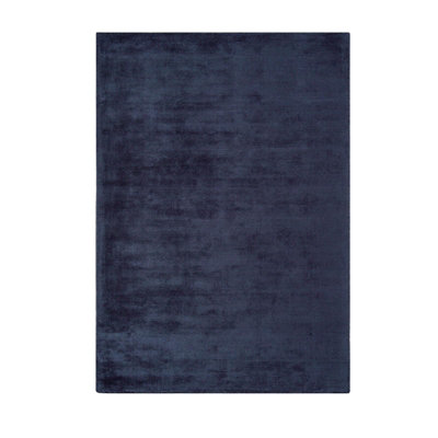 Handmade RugAnti-Shed Plain Cotton Rug For BedroomEasy To Clean Rug For Dining RoomNavy Plain Rug-160Cm X 230Cm from B&Q