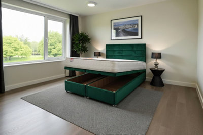 Knight Sleep York Ottoman Bed Emerald Plush 4Ft  With Mattress & 24"headboardSmall Double from B&Q