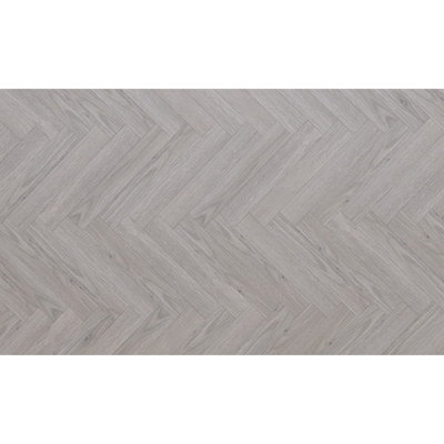 B&Q Aspen Oak Wood Effect Click Laminate Flooring-Herringbone (8Mm),For All Rooms & Commercial Usage-Covers 2.57Sqm Silver/Grey