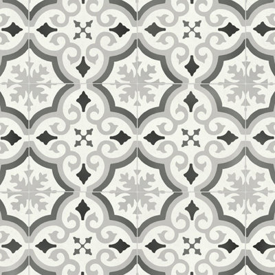  - White Grey Designer Anti-Slip Vinyl Flooring For LivingroomKitchen2.8mm Cushion Backed Vinyl Sheet-2M(6'6") X 4M(13'1")-8M²