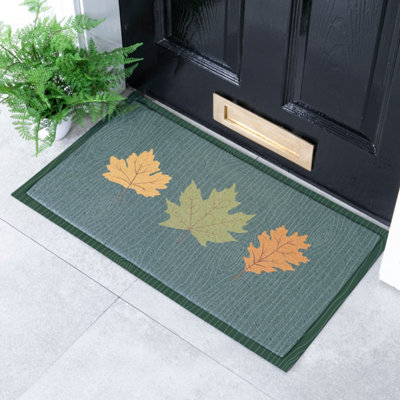 Artsy Doormats Autumn Leaves On Green Indoor Outdoor Doormat (70 X 40Cm) from B&Q