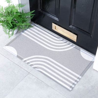 Native Natural Grey Abstract Lines Indoor & Outdoor Doormat70X40Cm from B&Q
