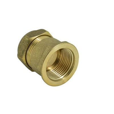 hep Online 22mm Compression By 3/4" Bsp Brass Female Iron Coupler Straight Adaptors 22mm X 3/4" Female (Pack Of 1) from B&Q