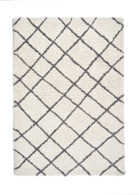 Geometric Shaggy RugModern Rug25mm Thickness Moroccan RugGeometric Rug For Bedroom& Dining Room-120Cm X 170Cm from B&Q