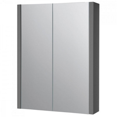 Clifton Mirror Bathroom Cabinet 500mm WideStorm Grey Gloss(Urban) from B&Q