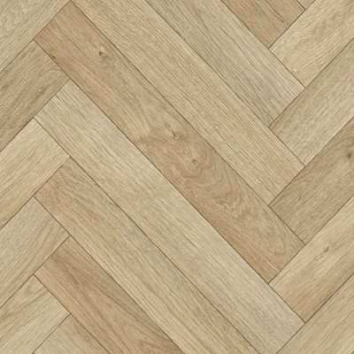  - Herringbone Beige Wood Effect Vinyl Flooring For LivingroomKitchen2.8mm Cushion Backed Vinyl Sheet-6M(19'8") X 4M(13'1")-24M²
