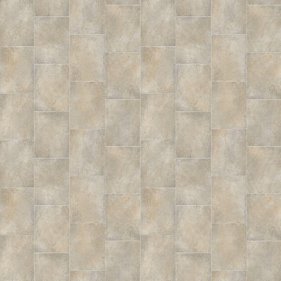 B&Q Lara 169L Stone Effect Anti-Slip Vinyl Flooring For Kitchen, Bathroom, Dining Room, 2.5Mm Thick-1M(3'3") X 2M(6'6")-2M² Beige