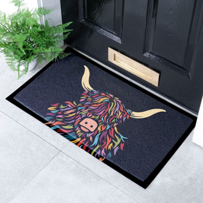 Artsy Doormats Highland Cow Colour Indoor Outdoor Doormat from B&Q
