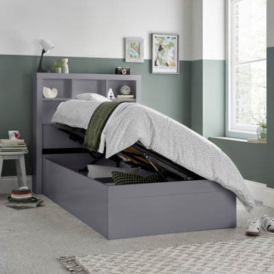 B&Q -  Oscar Grey Wooden Bookcase Ottoman Storage Bed Single