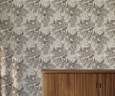 Bobbi Beck Eco-Friendly Brown Stag Wallpaper from B&Q
