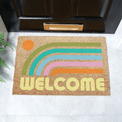 Artsy Doormats Elizabeth Olwen Welcome Rainbow Coir Doormat (60X40Cm) from B&Q