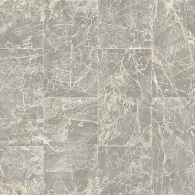 B&Q Grey Marble Effect Anti-Slip Vinyl Flooring For Contract Commercial Use, 2.6Mm Thick Vinyl Sheet-6M(19'8") X 4M(13'1")-24M²