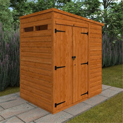 Horsforth 4 X 6 (1.23M X 1.75M) Wooden T&g Double Doors Security Garden Pent Shed (12mm T&g Floor And Roof) (4Ft X 6Ft) (4X6)