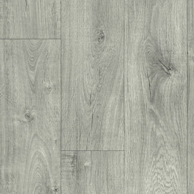  - Grey Wood Effect Anti-Slip Vinyl Flooring For LivingroomKitchen2mm Thick Felt Backing Vinyl Sheet-8M(26'3") X 3M(9'9")-24M²
