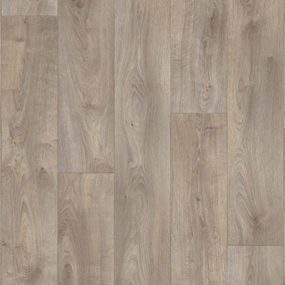  - Beige Brown Wood Effect Anti-Slip Vinyl Flooring For Contract Commercial Use2.6mm Thick Vinyl Sheet-3M(9'9") X 2M(6'6")-6M²