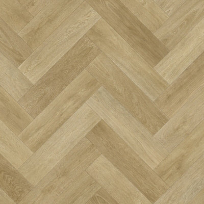 B&Q Neutral Wood Effect Herringbone Vinyl Flooring For Contract Commercial Use, 2.6Mm Thick Vinyl Sheet-7M(23') X 2M(6'6")-14M²