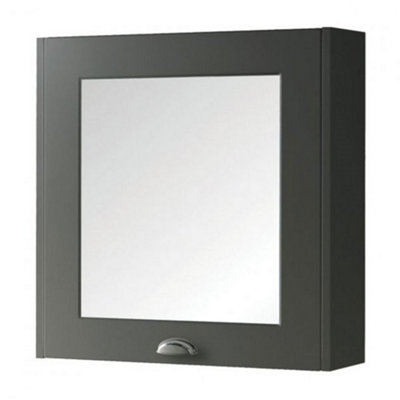 Clifton Bathroom Mirror Cabinet 600mm WideMatt Grey(Aberdeen) from B&Q