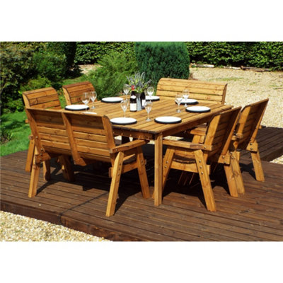 B&Q -  Traditional Eight Seater Table Set With 2 Benches & 4 Chairs