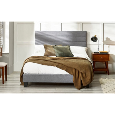 Ashfield Premium Grey Linen Bed With A Horizontal Tufted HeadboardDouble 4Ft 6" (135Cm) from B&Q