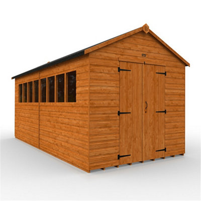 16Ft X 8Ft (4750mm X 2350mm) Horsforth Shiplap Heavyweight Xl Workshop Shed With 8 Window (12mm Tongue And Groove Floor And Roof)