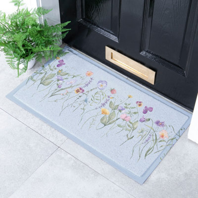 Artsy Doormats Blue Wild Flowers Doormat (70 X 40Cm) from B&Q