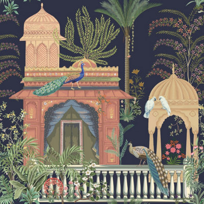 B&Q -  Eco-Friendly Blue Persian Wallpaper
