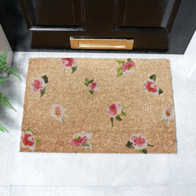 Artsy Doormats Watercolour Pink Flowers Doormat (60 X 40Cm) from B&Q