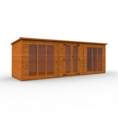 20Ft X 6Ft (5950mm X 1750mm) Horsforth Shiplap Full Pane Pent Retreat Summerhouse With 6 Windows