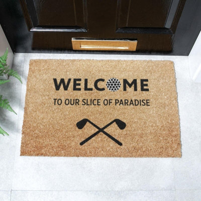 Artsy Doormats Welcome To Our Slice Of Paradise Doormat (60 X 40Cm) from B&Q