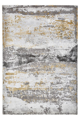 Grey Abstract RugAnti-Shed RugStain-Resistant RugModern Grey Abstract Luxurious Rug For Diningroom-120Cm X 170Cm from B&Q