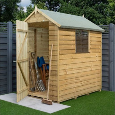 Cheshire 6 X 4 Overlap Pressure Treated Apex Shed With Single Door And 1 Window (8mm Overlap)